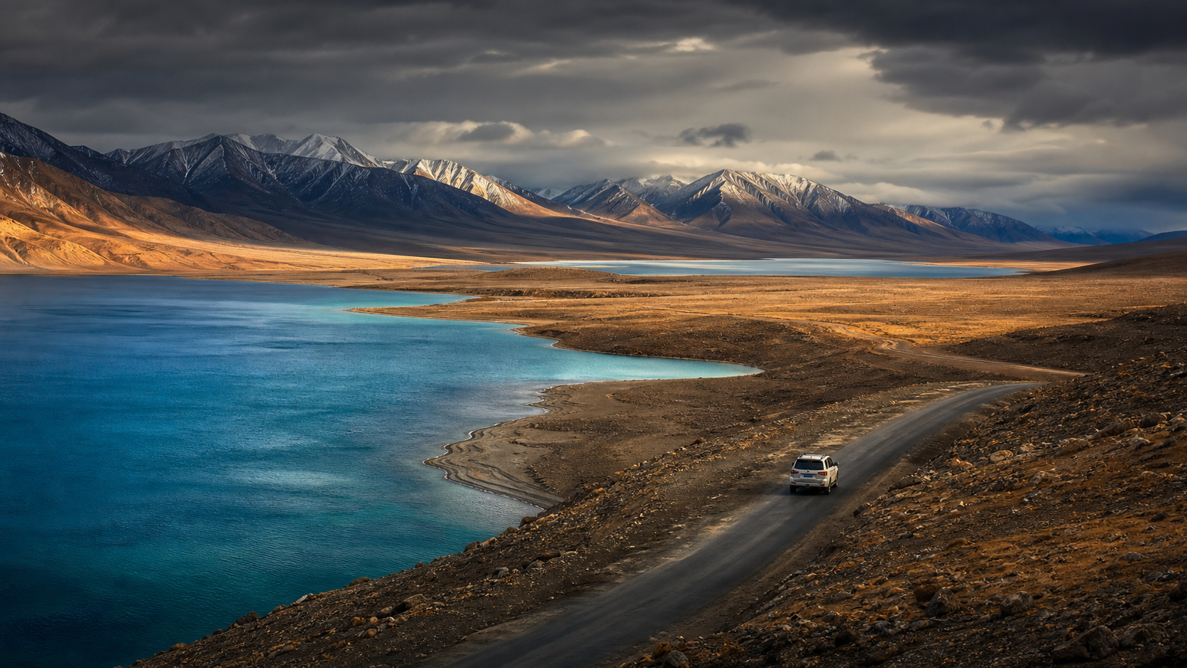Tso Kar salt lake on the Changthang plateau